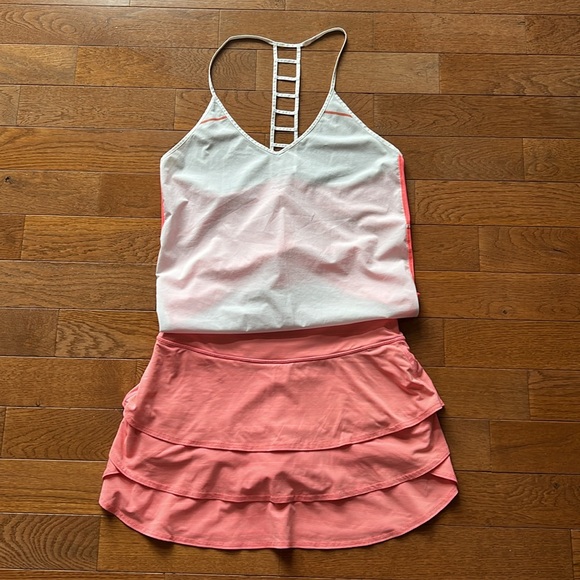 ❤️ATHLETA SWAGGER SKIRT/SKORT-CORAL REEF DOT DASH STRIPE-PHONE POCKET-M❤️